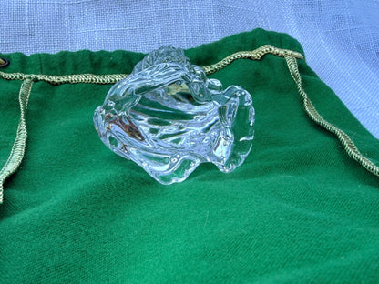 Vintage Clear Art Glass Seated Lion Figurine | Solid Heavyweight Crystal Desk Paperweight