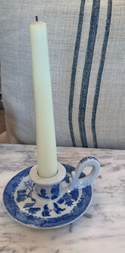 Blue Willow candle holder