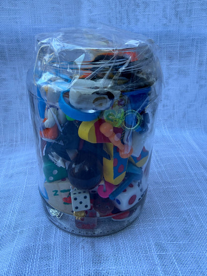 Vintage Toy & Ephemera "Junk Drawer" Lot | Mickey Mouse Pin & Astronaut in Mason Jar