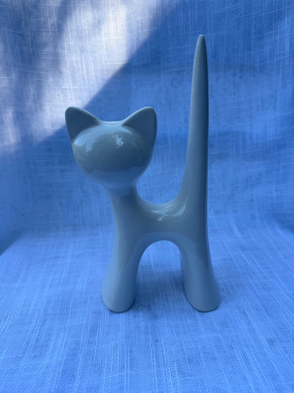 Minimalist Mid-Century Style Ceramic Cat Figurine | Sleek High-Gloss Retro Feline Decor