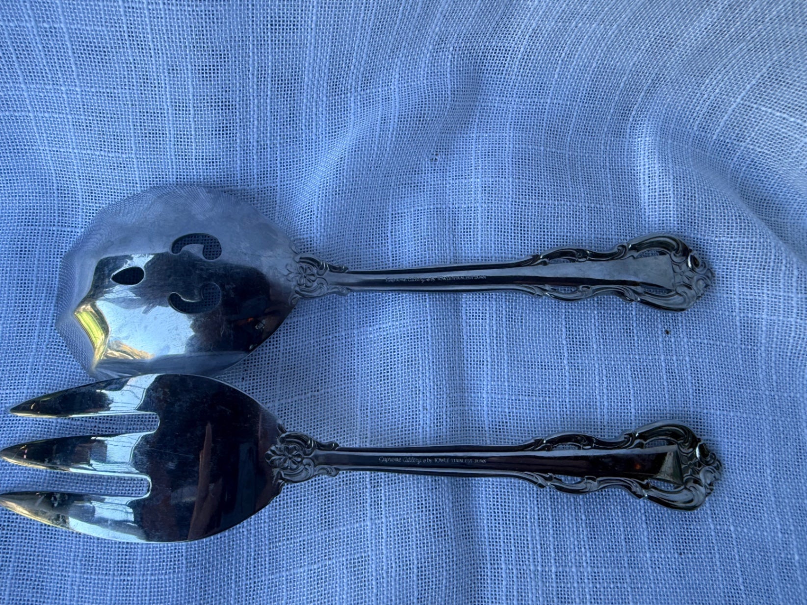 Vintage Towle Supreme Cutlery Salad Serving Set | Stainless Steel Fork & Pierced Spoon