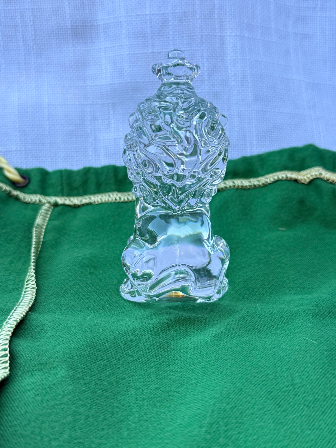 Vintage Clear Art Glass Seated Lion Figurine | Solid Heavyweight Crystal Desk Paperweight