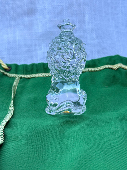 Vintage Clear Art Glass Seated Lion Figurine | Solid Heavyweight Crystal Desk Paperweight