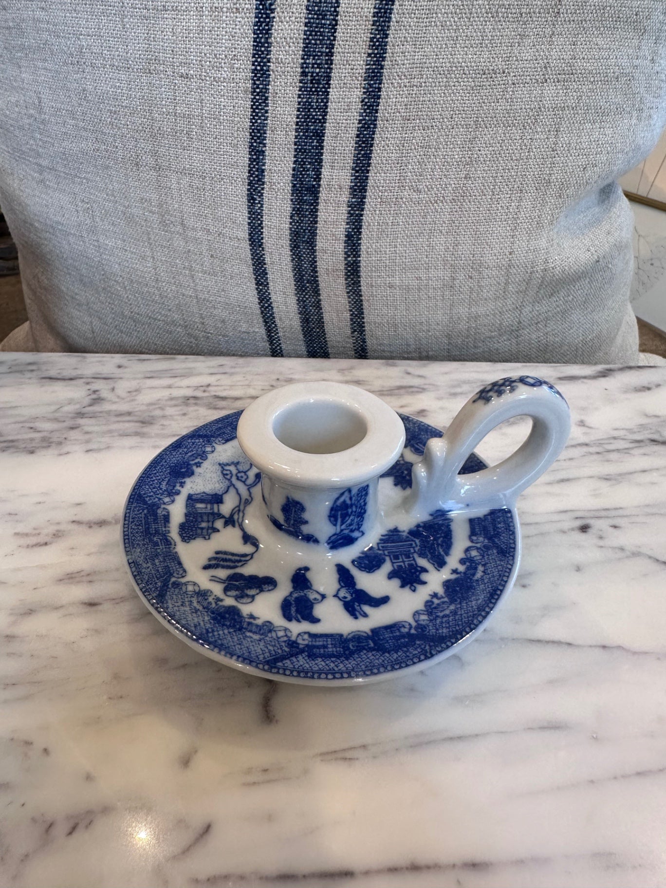 Blue Willow candle holder