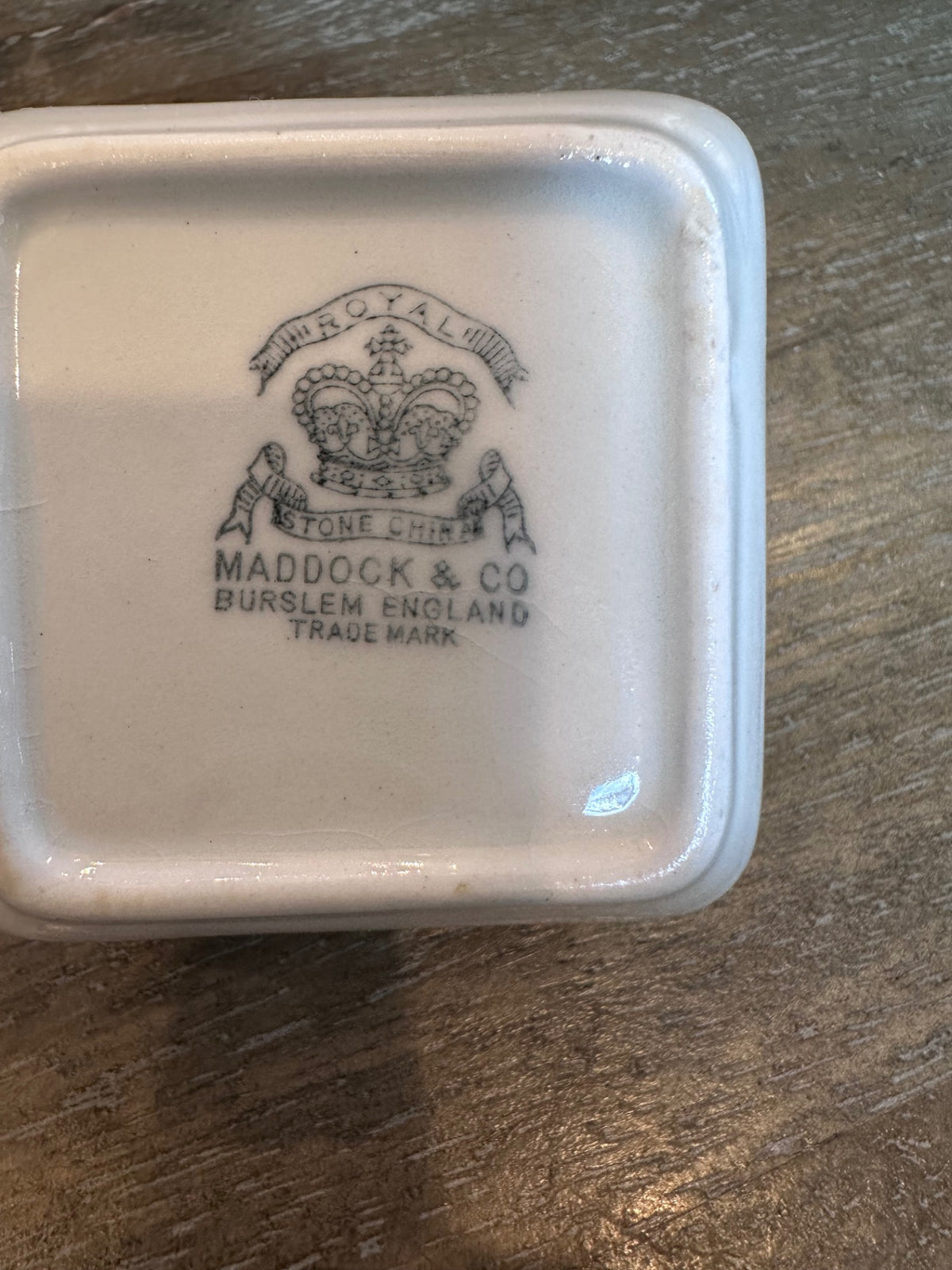 Antique ironstone Square butter Pat
