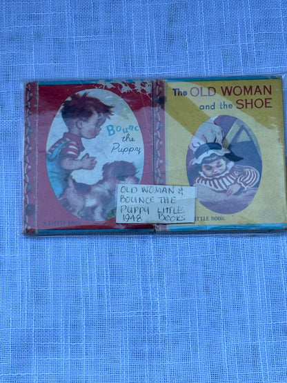 Set of 2 Vintage 1948 "Little Books" | Bounce the Puppy & The Old Woman and the Shoe Children's Ephemera