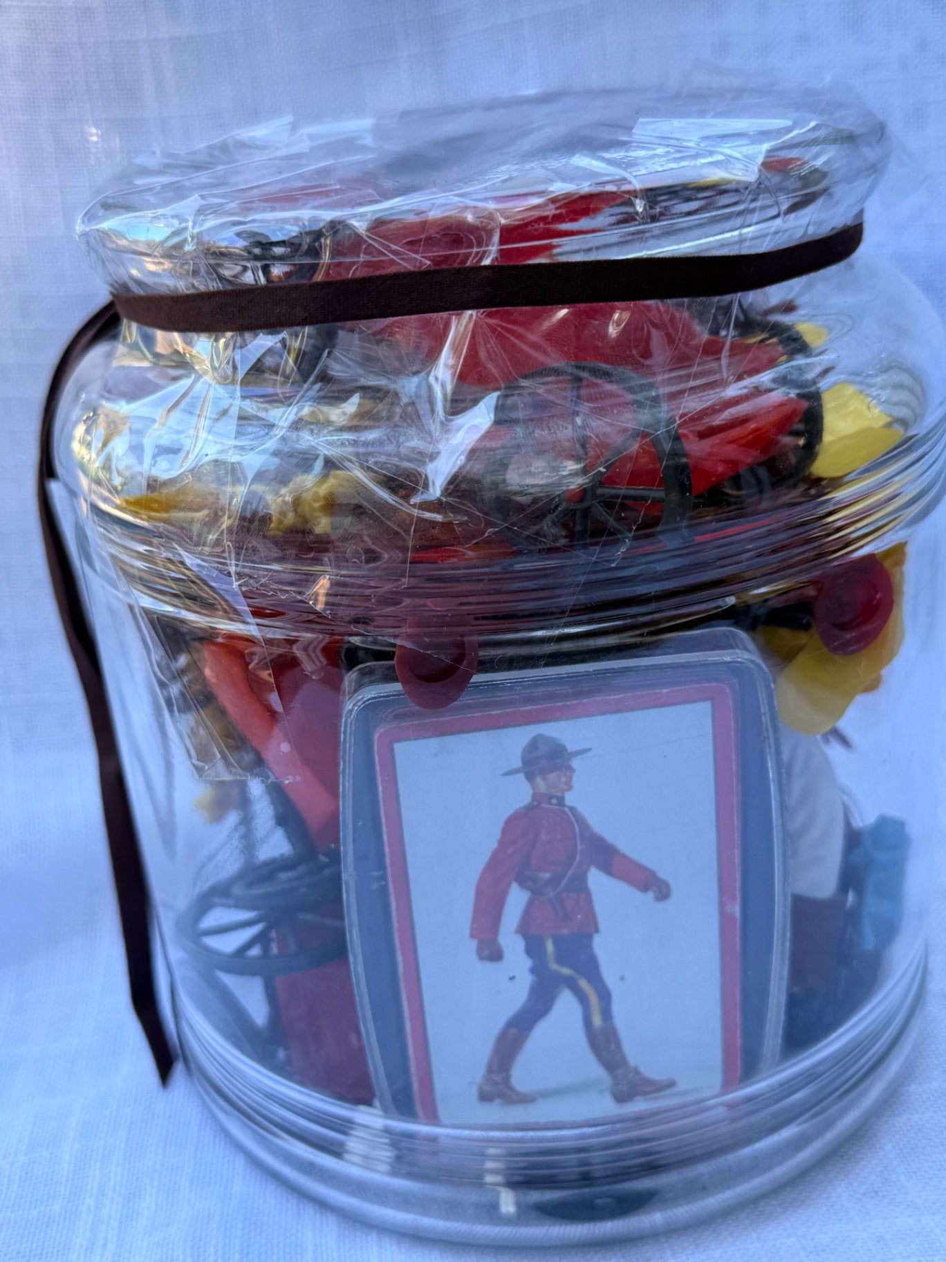 Vintage Plastic "Wild West" Playset Toy Lot | Cowboys, Wagons & Horses in Display Jar