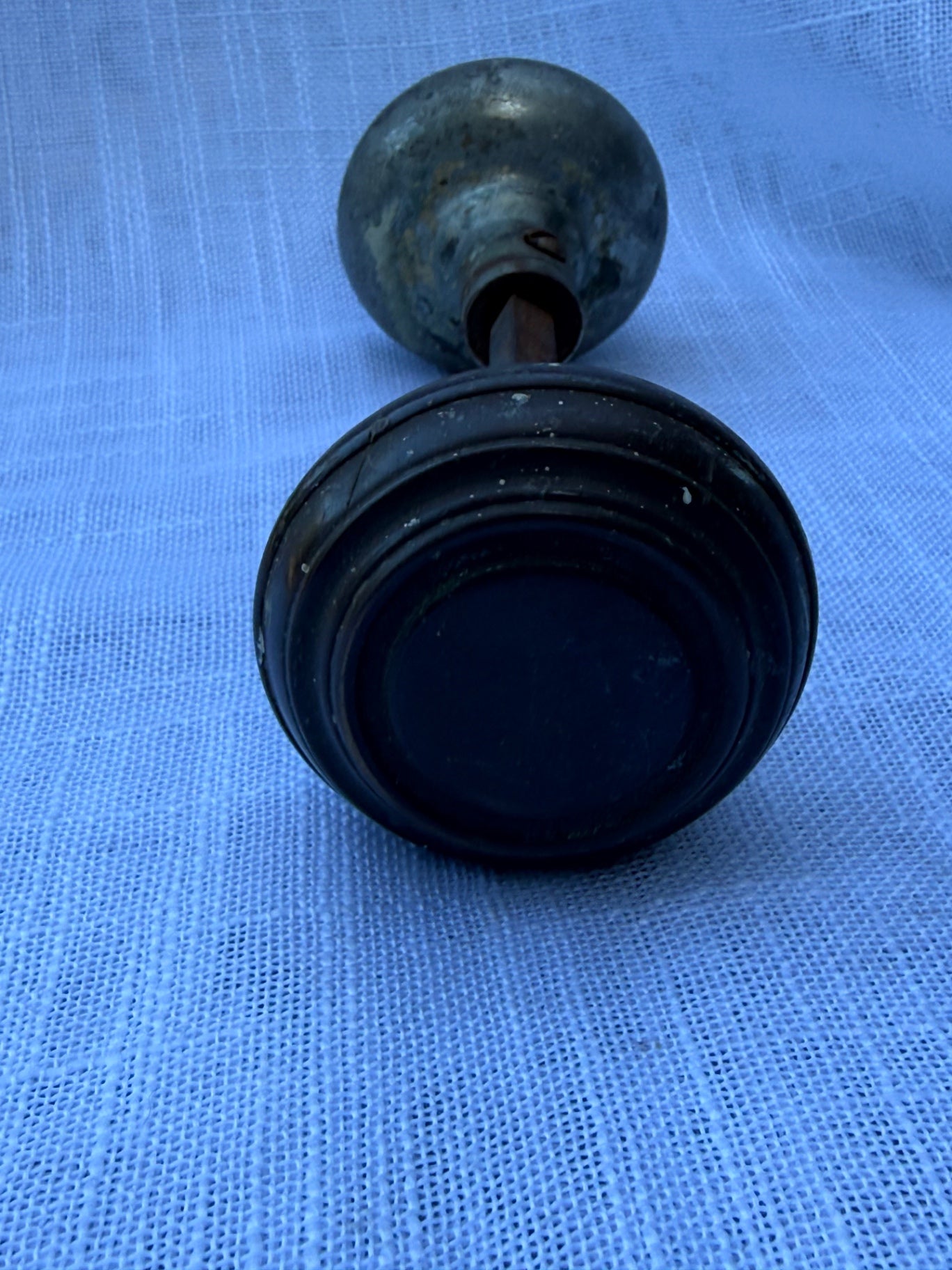 Vintage Cast Iron & Stamped Metal Door Knob Set | Antique Architectural Hardware Salvage w/ Spindle