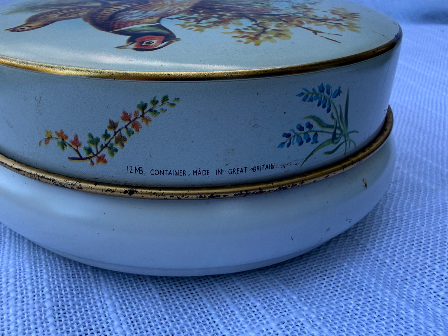 Vintage Riley's Toffee English Tin | Pheasant Bird Lithograph (As-Is / Stuck Lid)