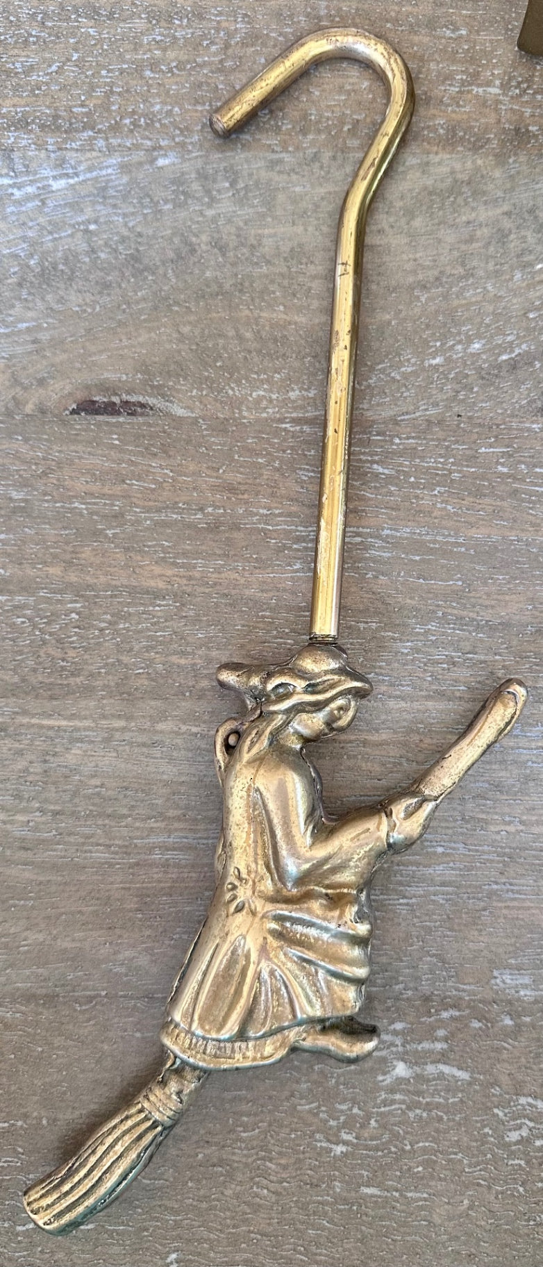 Vintage solid brass witch damper pull