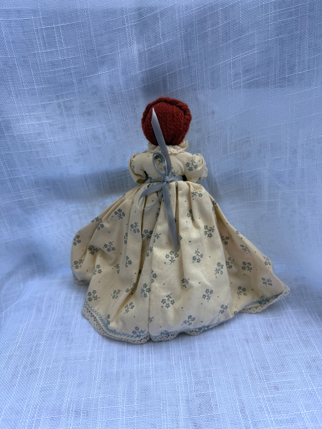 Vintage Handmade Prairie "Sewing" Rag Doll | Primitive Cloth Doll w/ Basket & Scissors