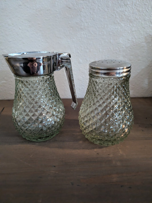 Vtg. Diamond Point Glass Dispencers