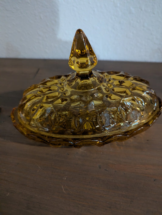 Vtg. Anchor Hocking Handled Butter Dish