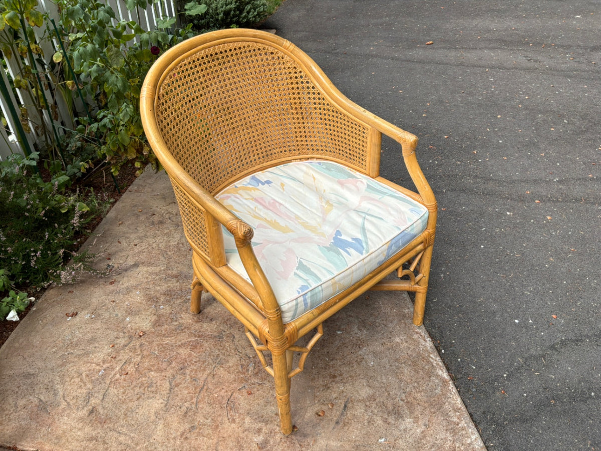 Rattan chair with cane back an cushion