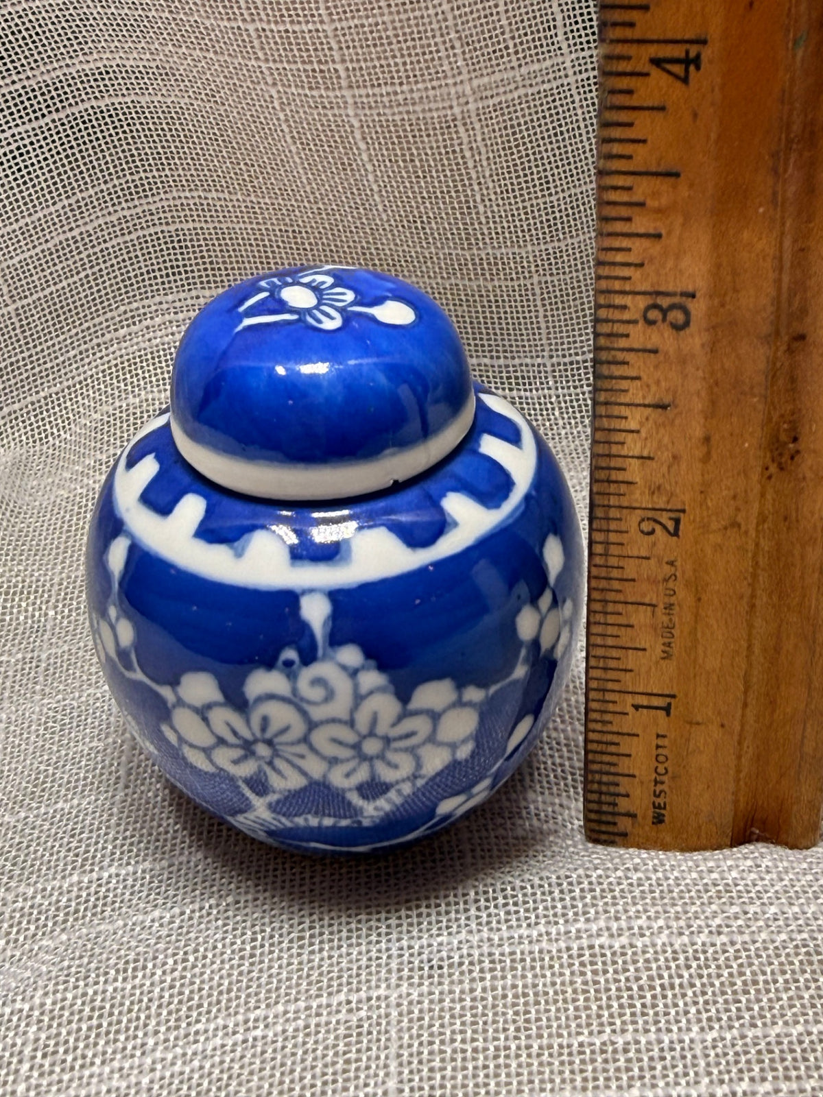 Miniature Vintage Blue & White Porcelain Ginger Jar | Chinoiserie Decor