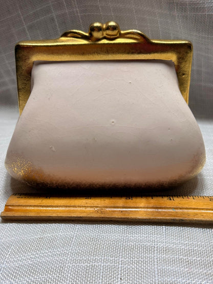 Vintage "Pin Money" Ceramic Purse Coin Bank | Hand-Painted Gold & Rhinestone Details