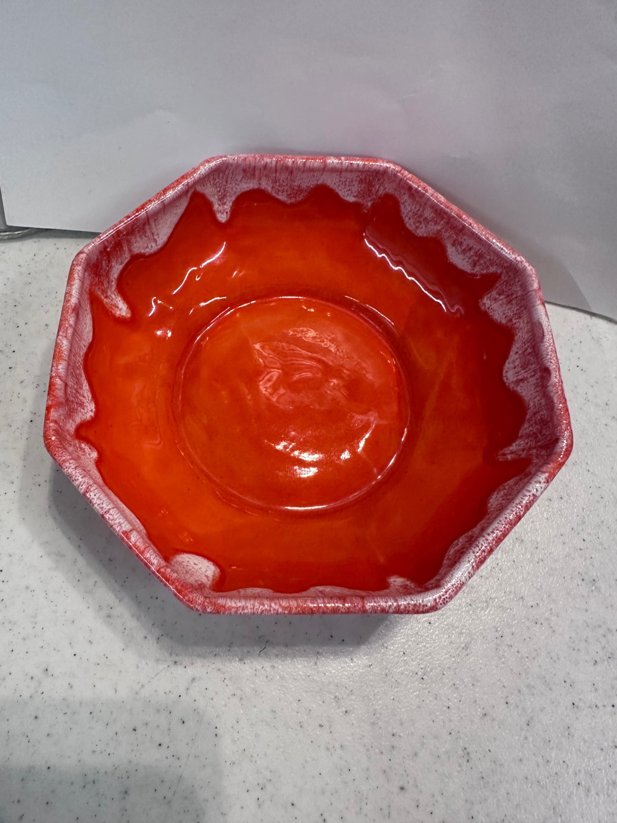 Mid century orange hexagon bowl