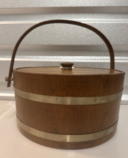 Vintage wood pantry bucket w/ swing handle 