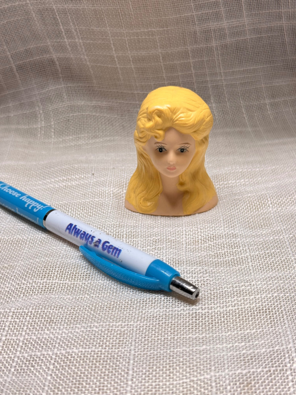 Vintage Ceramic Blonde Half-Doll Head | Bisque Porcelain Crafting Figurine