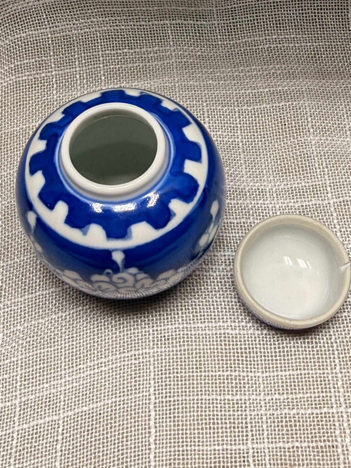 Miniature Vintage Blue & White Porcelain Ginger Jar | Chinoiserie Decor
