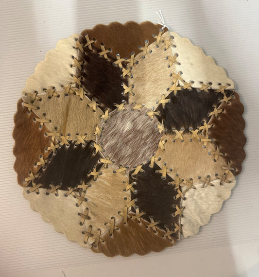 Patchwork cowhide mat 