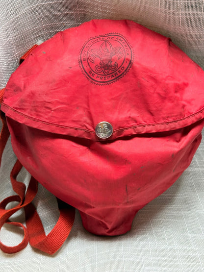 Vintage Boy Scouts of America Aluminum Mess Kit w/ Original Red Canvas Bag