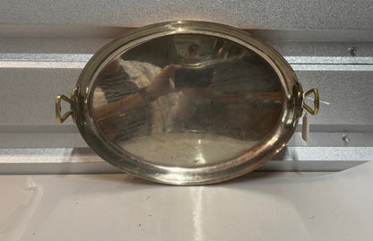 Vintage oval augratin copper & brass pan 
