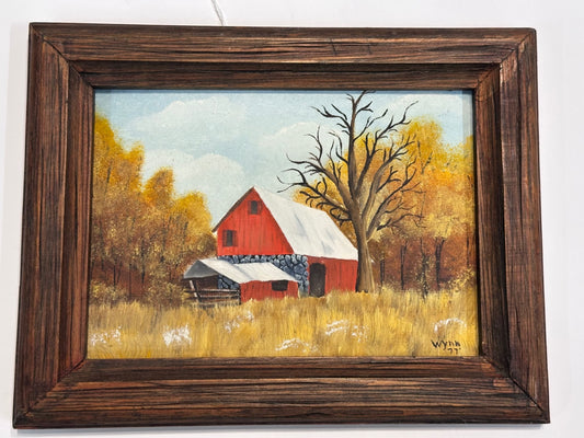 Autumn barn scene original oil painting
