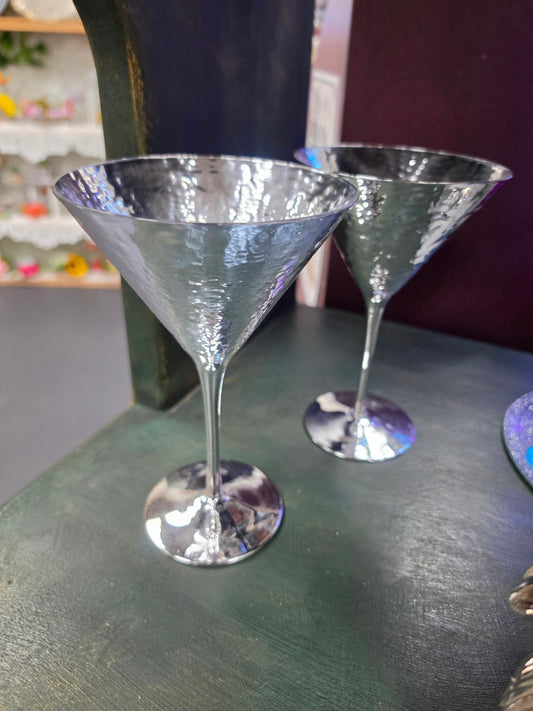 Hammered martini glasses