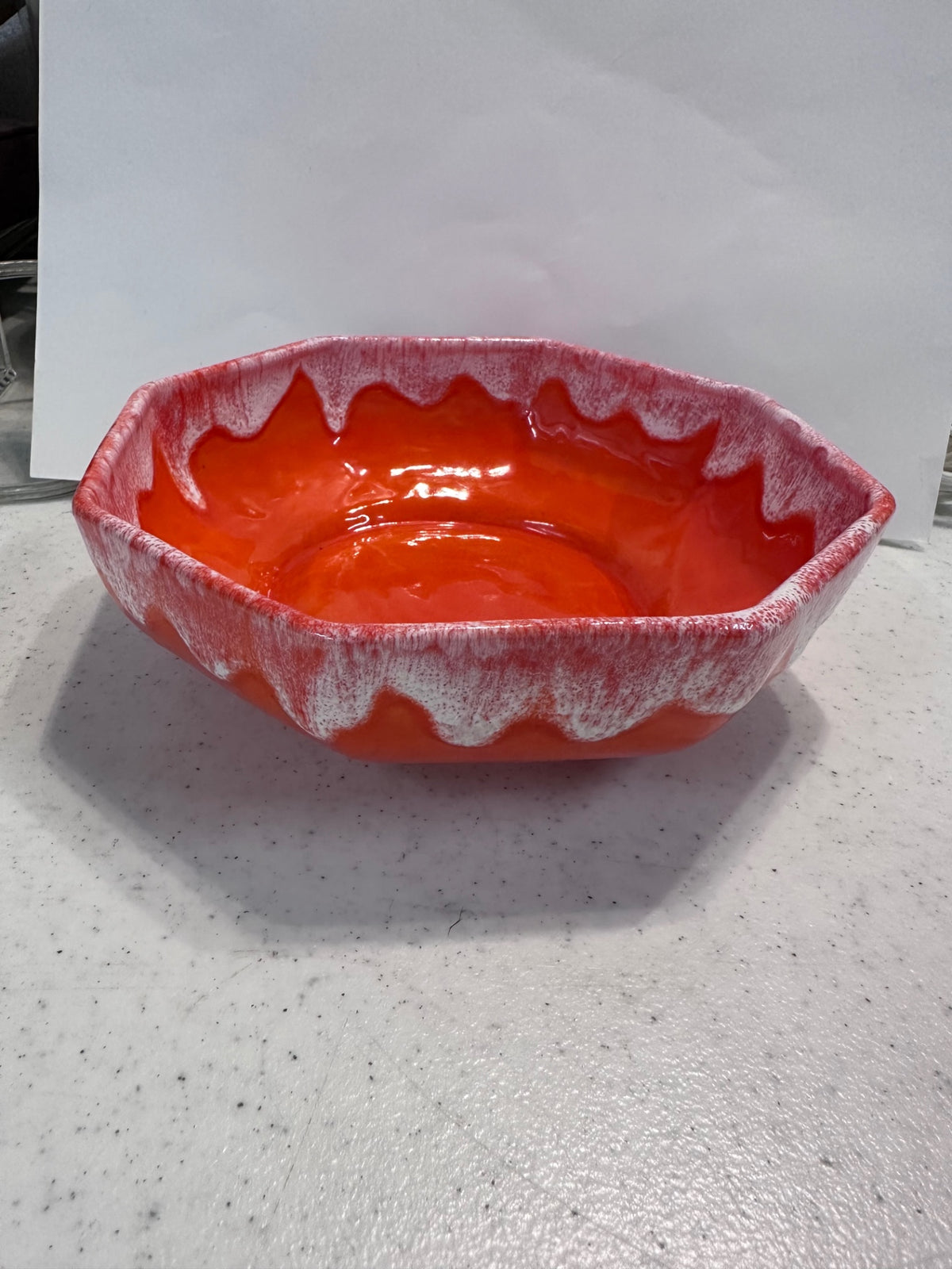 Mid century orange hexagon bowl