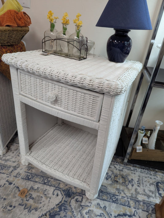 Pair of White Wicker bedside Tables