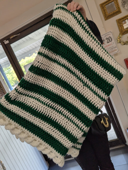 Green Striped Crochet Afgan