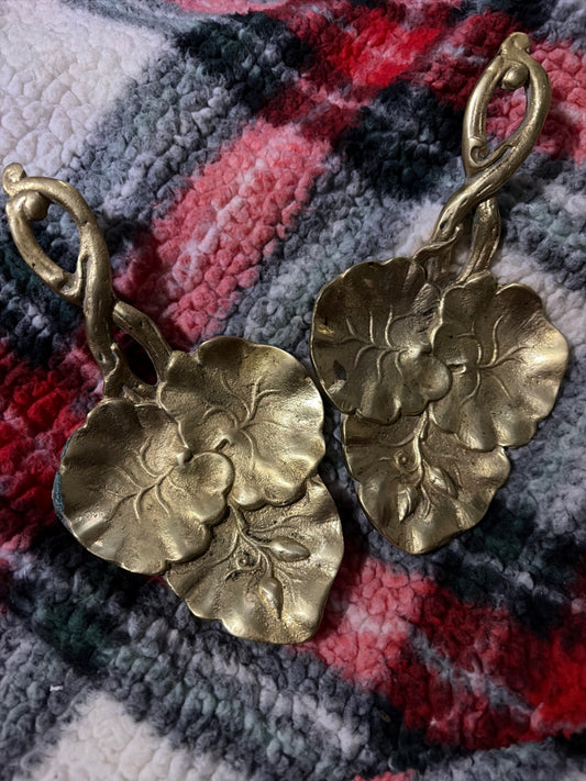 Solid brass triple lily pad candle holder