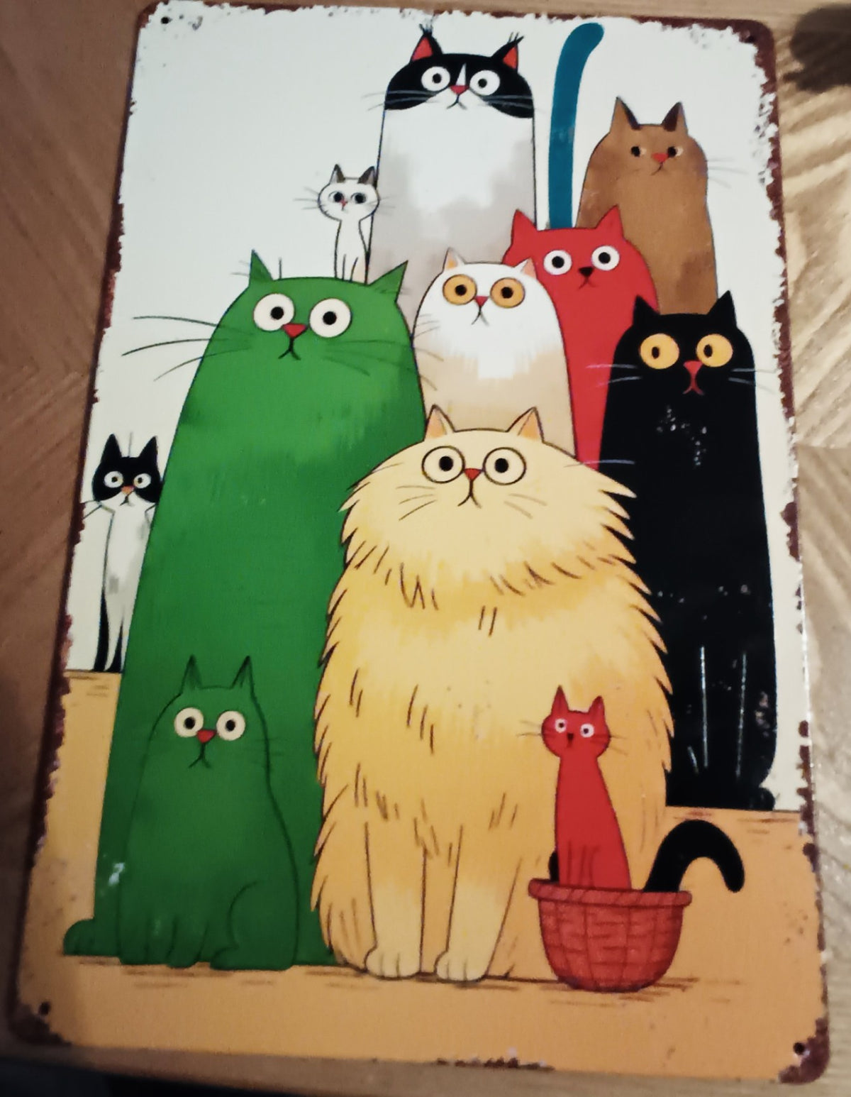 Quirky Cats Metal Sign