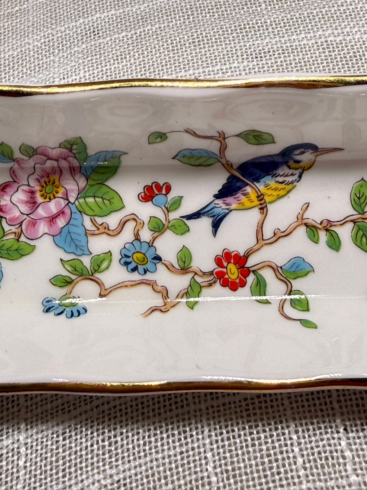 Vintage Aynsley "Pembroke" Bone China Pen Tray | English Floral & Bird Dish