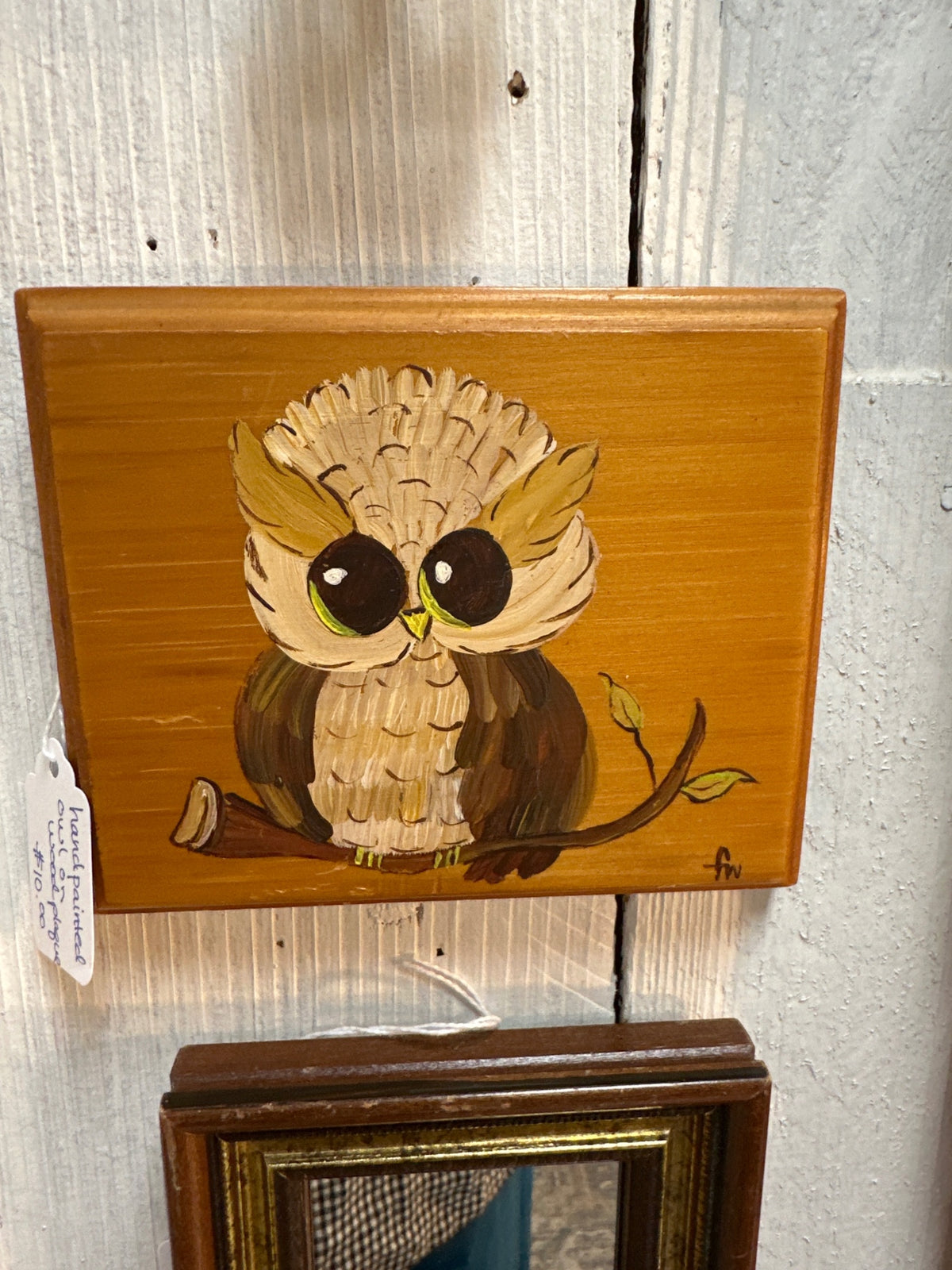 Hand painted owl on wood plaque