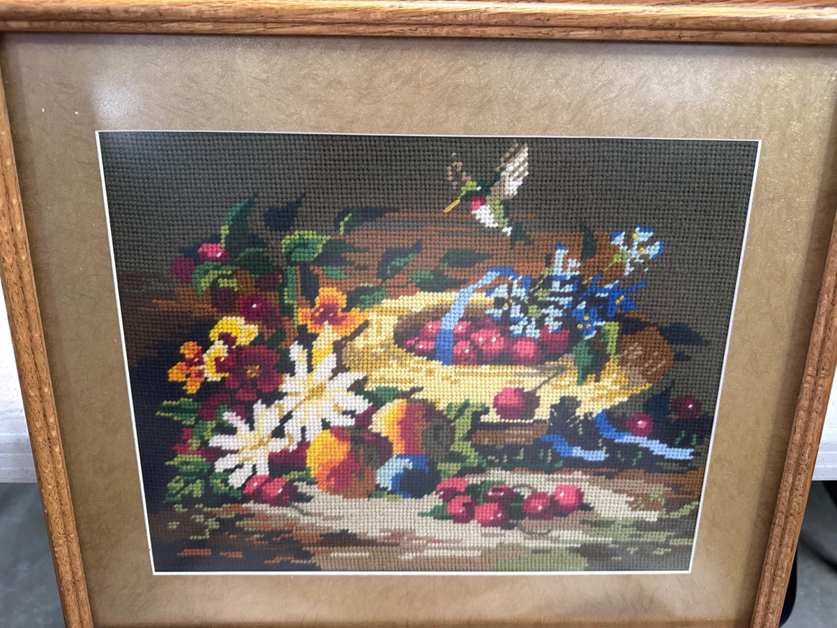 Vintage fruit basket needlepoint