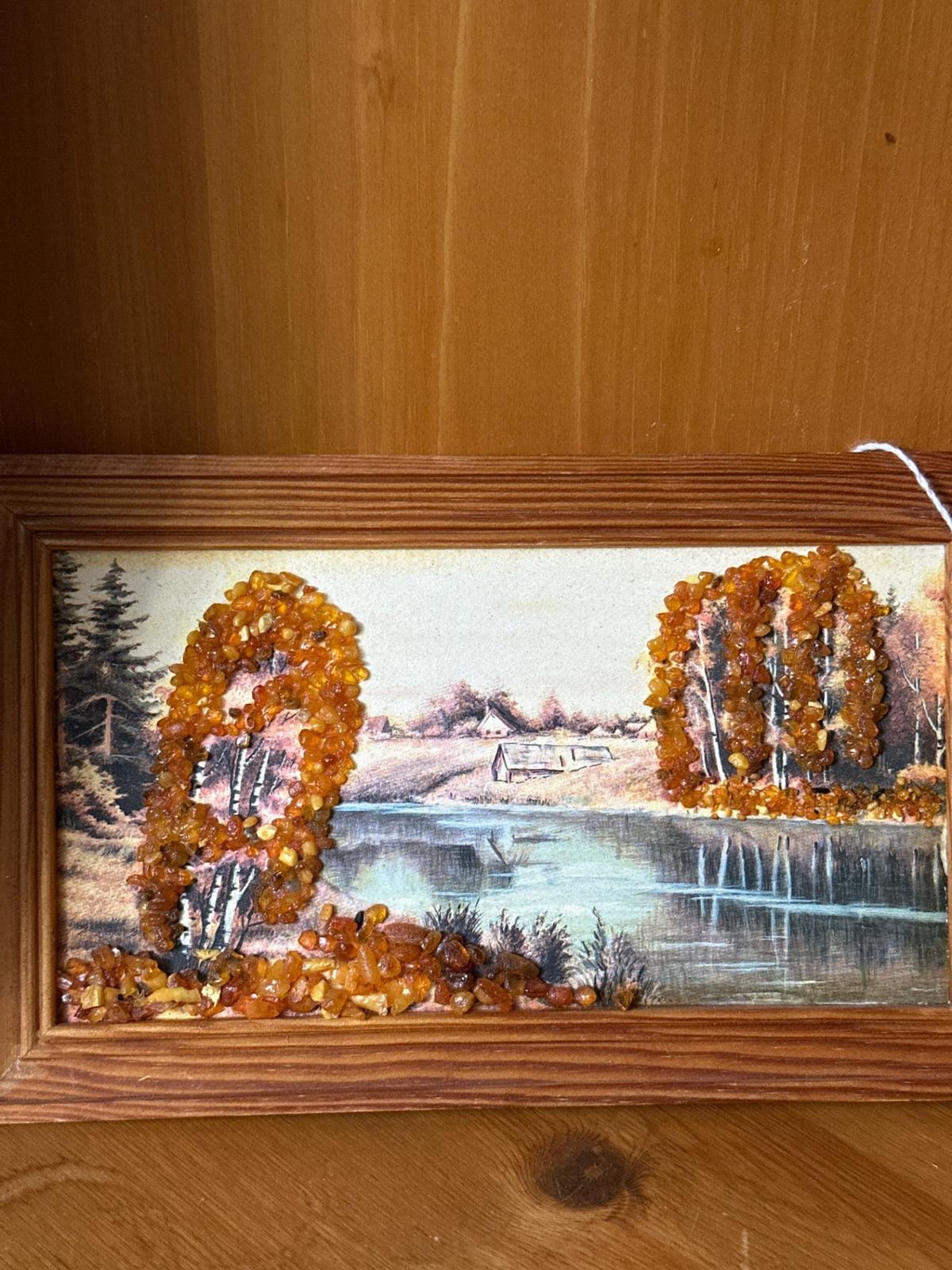 Baltic amber picture with river