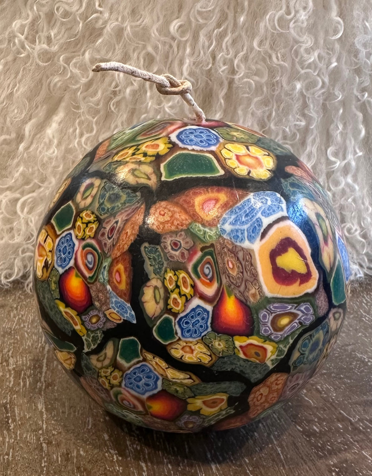 Millefiori style sphere candle