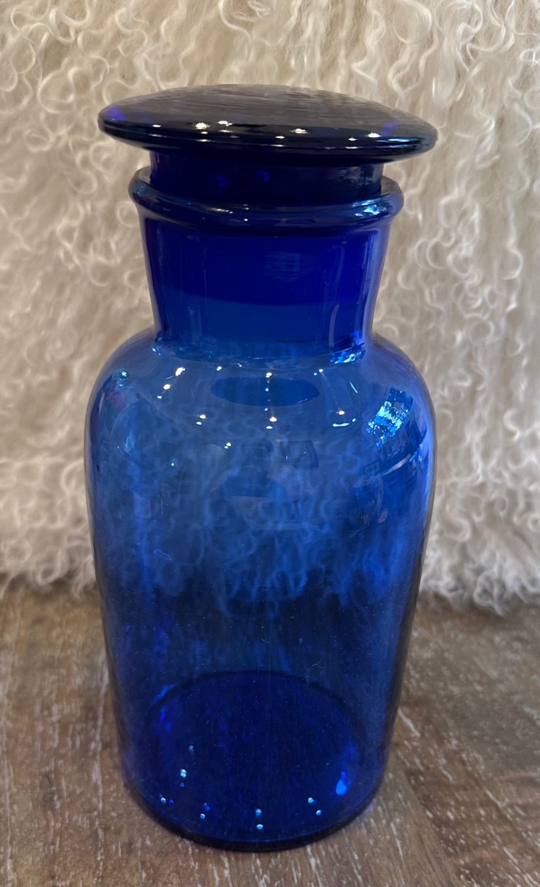Vintage cobalt glass apothecary jar