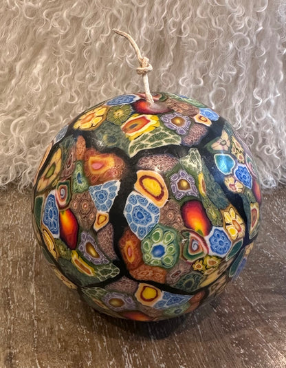 Millefiori style sphere candle