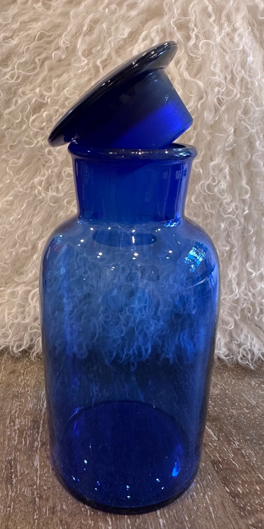 Vintage cobalt glass apothecary jar