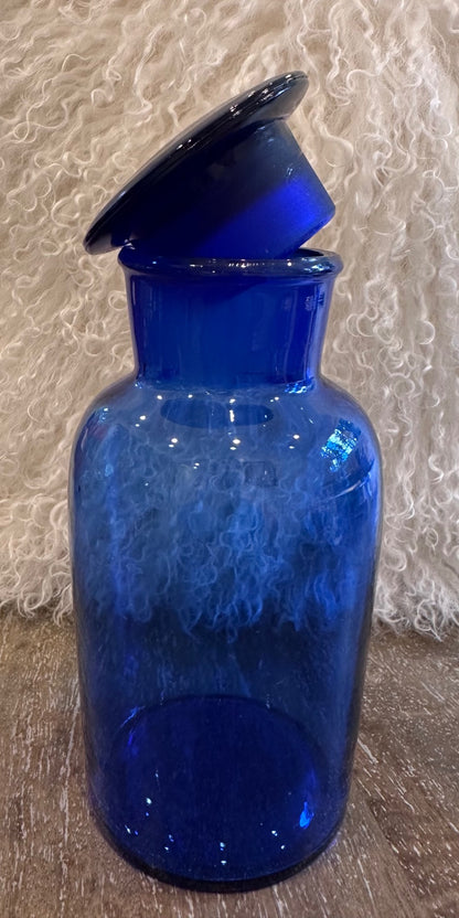 Vintage cobalt glass apothecary jar