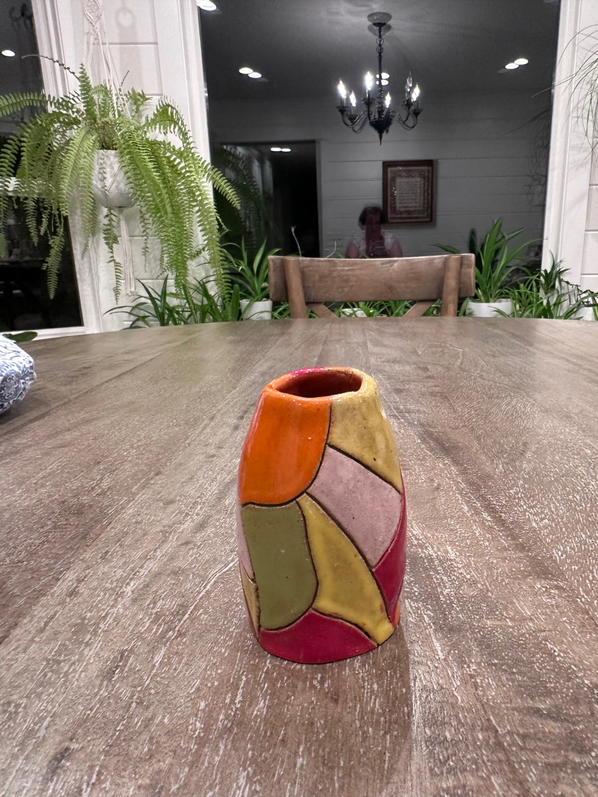 Handmade bright pottery vase