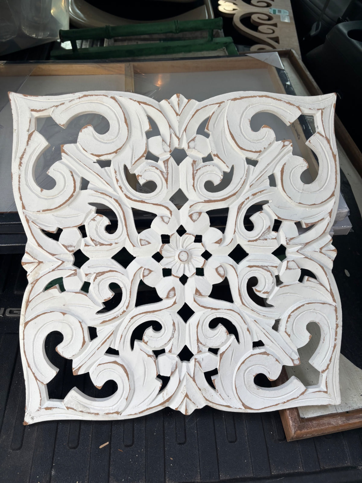 Carved wood wall art
