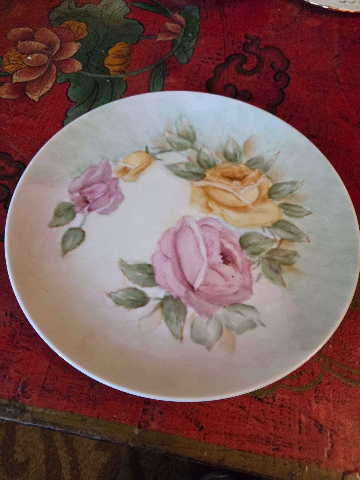 Hand painted roses plate signed philips