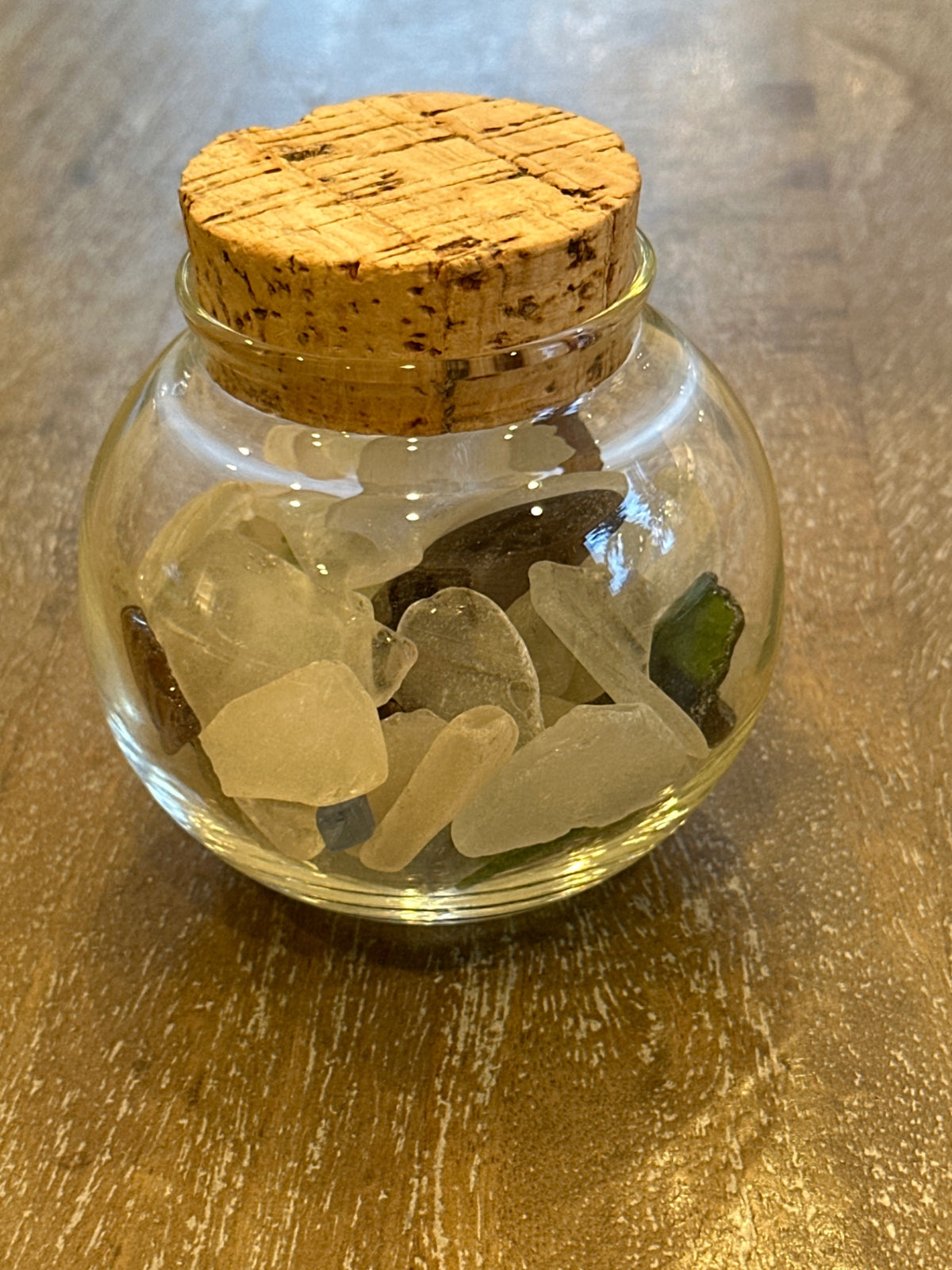 Jar of local sea glass 