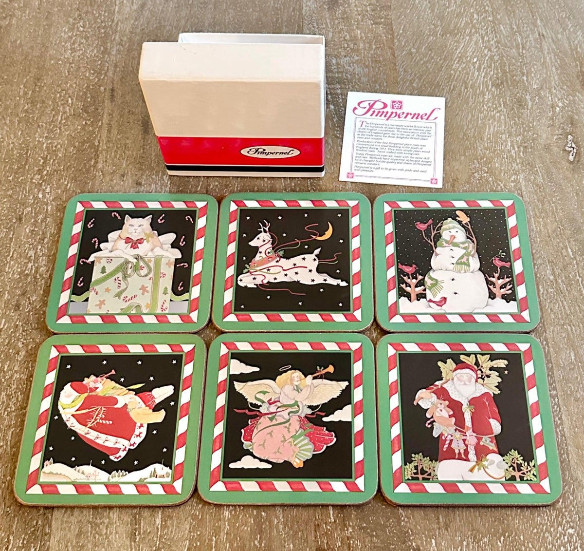 Set of 6 Pimpernel Christmas coasters
