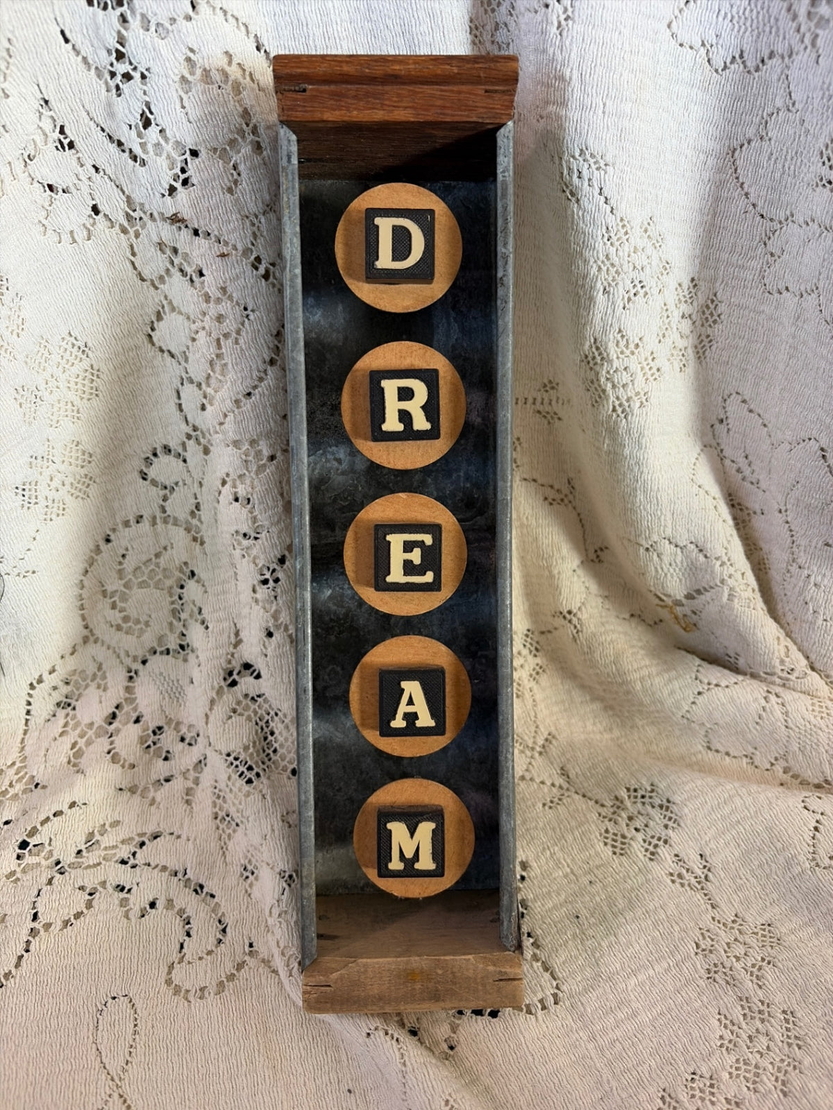 Rustic “DREAM” sign Metal and wood