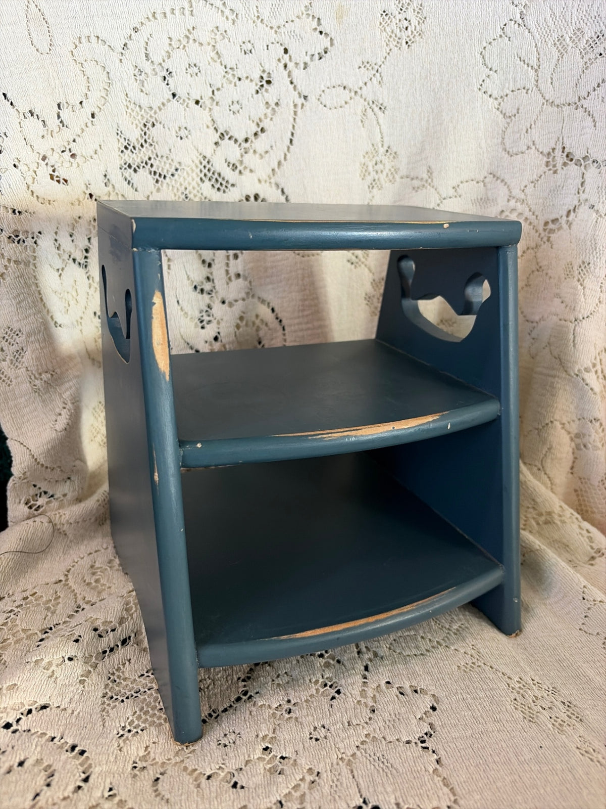 Blue wooden shelf